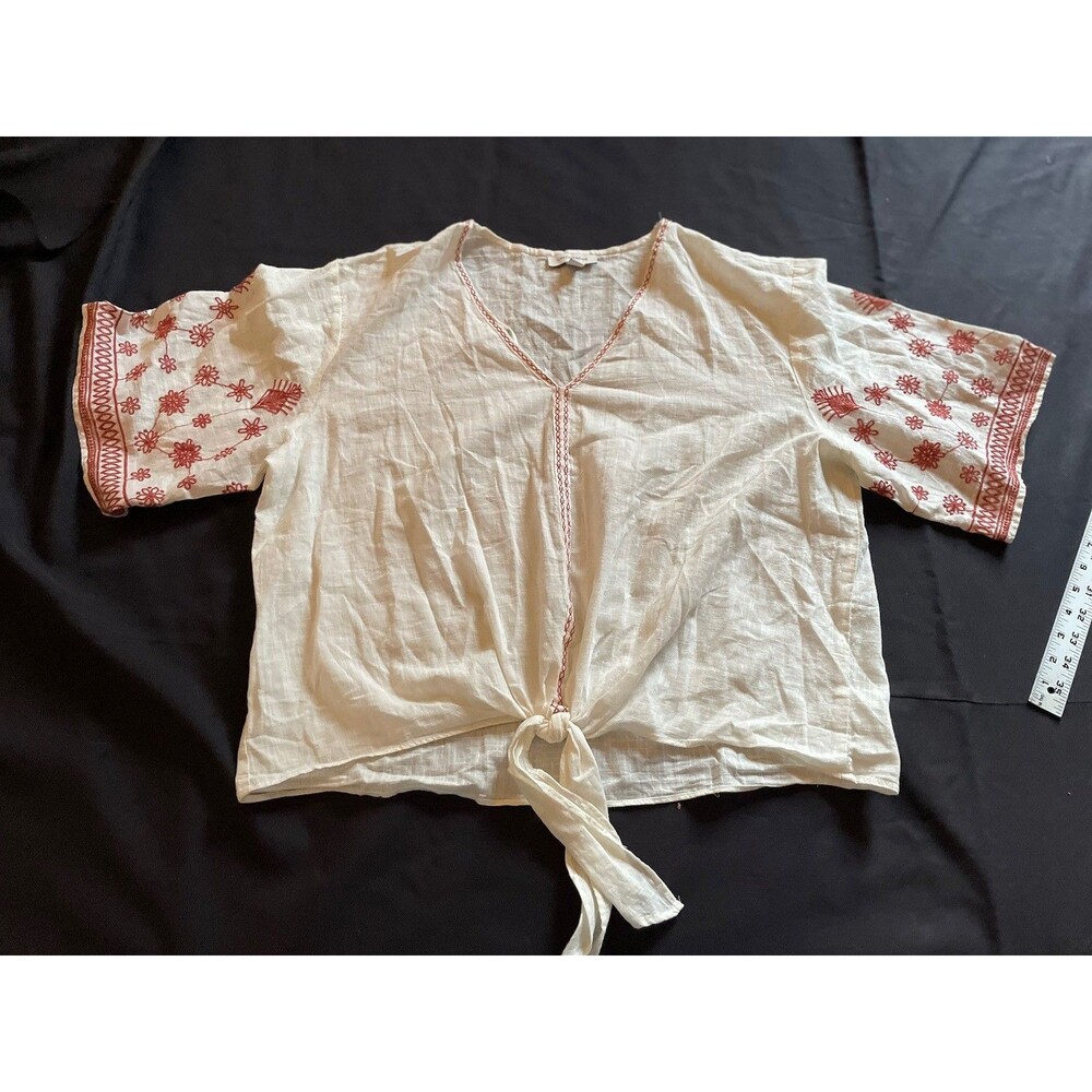 Calligraphie Embroidered Blouse Women's Boho Peasant Hippie Xl